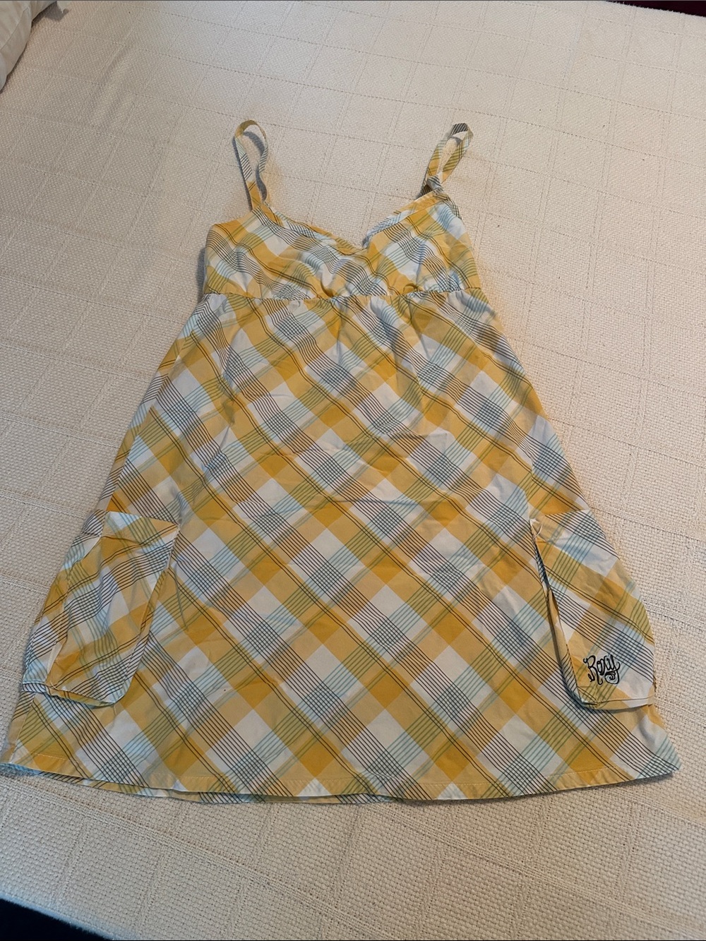 Roxy Yellow and White Plaid Mini Sundress